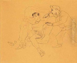 Un garcon et une femme assise by Jules Pascin