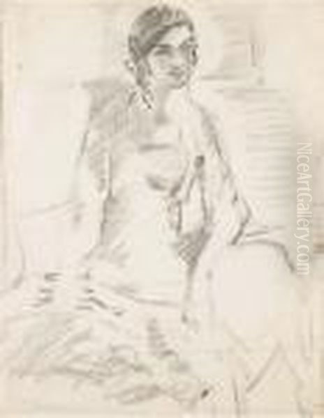 A Seated Woman With Long Earrings - view 1