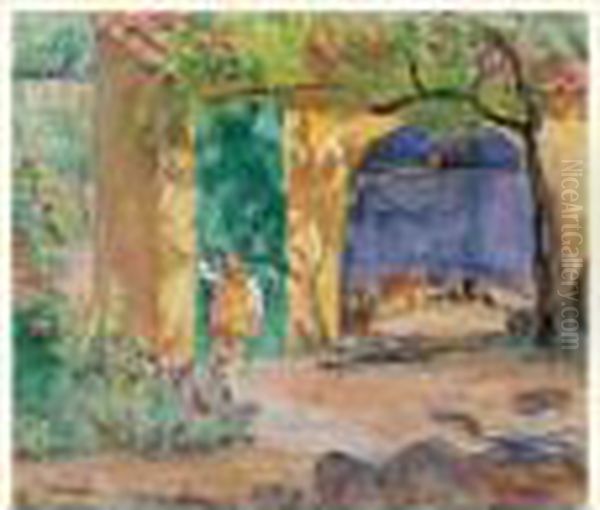Saint-tropez, Fillette Sous La Pergola - view 1