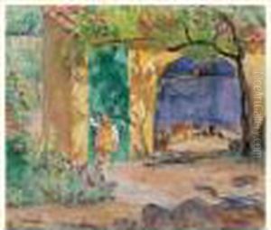 Saint-tropez, Fillette Sous La Pergola by Henri Lebasque