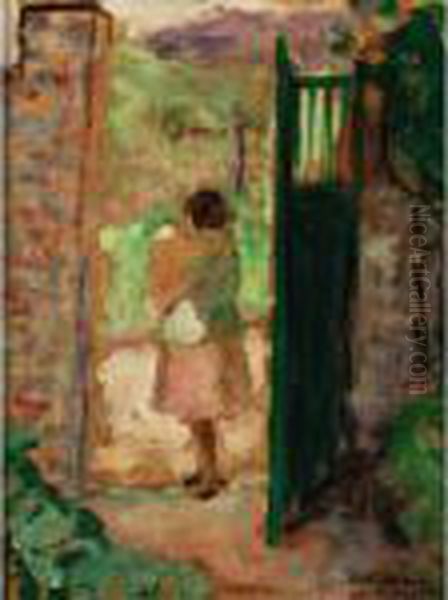 Mere Et Enfant Devant Le Portail - view 1