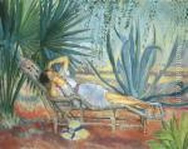 St. Tropez, Marthe Assoupie Dans Une Chaise Longue - view 1