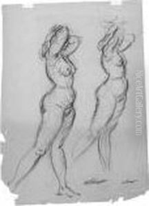 Two Studies Of A Standing Female Nude