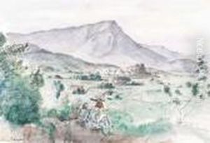 Jeune Femme Assise Dans Un Paysage De Provence by Henri Lebasque