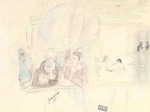 Sur le bateau Paysage Femmes debout by Jules Pascin