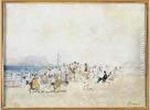 Scene De Plage Animee by Henri Lebasque