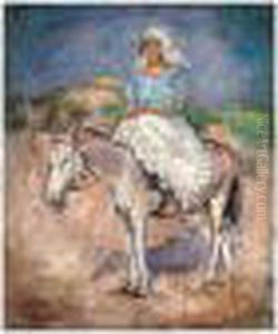 Saint-jean-de-monts, Jeune Femme Sur Un Ane Saint-jean-de-monts, Jeune Femme Sur Un Ane