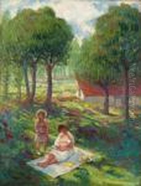Mre Et Enfant Dans Un Paysage - view 1