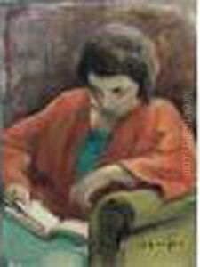 La Lecture Huile Sur Toile Marouflee Sur Panneau Signee En Bas A Droite by Henri Lebasque