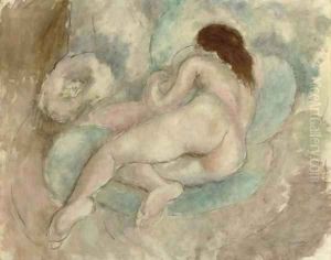 Femme nue allongee by Jules Pascin