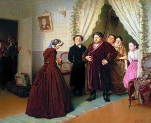 A governess is arriving into a merchant's house by Vasily Perov