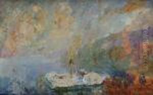 Vue D'un Port Avec Un Bateau A Vapeur by Albert Lebourg