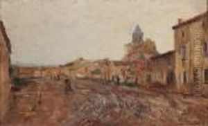 Rue De Village Anime by Albert Lebourg