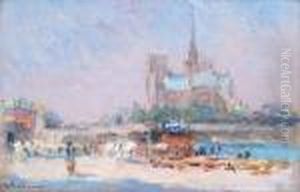 Notre-dame Et Bord De Seine Anime by Albert Lebourg