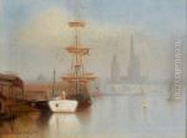 La Seine A Rouen Avec La Cathedrale - view 1