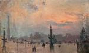 La Place De La Concorde A Paris by Albert Lebourg