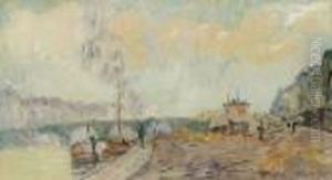 Le Pont De L'archeveche A Paris by Albert Lebourg