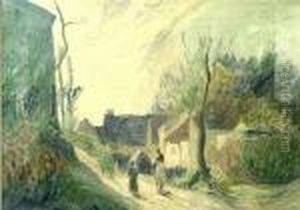Figures With A Donkey In A Village Street