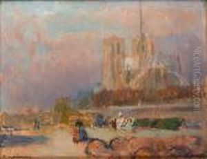 Paris, Les Quais De Seine Et Notre-dame by Albert Lebourg