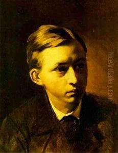 Portrait Of The Painter Nikolai Kasatkin 1876 by Vasily Perov