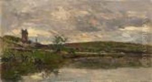 Les Bords De La Seine A Vetheuil, Temps Couverts by Albert Lebourg