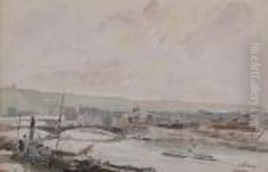 Vue De Rouen Aquarelle Sur Papier Signee En Bas A Droite Et Situee by Albert Lebourg