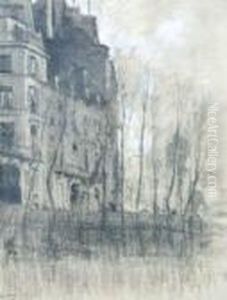 Quais De Paris Fusain by Albert Lebourg