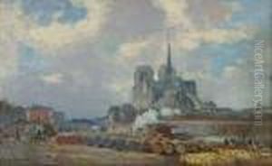 Notre Dame De Paris, Vue Du Quai De La Tournelle. by Albert Lebourg