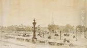 Vue De La Tour Eiffel Depuis La Place De La Concorde by Albert Lebourg