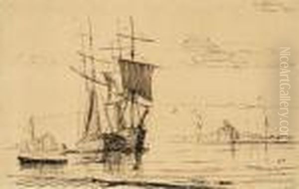 Voiliers Dans Le Port Rouen, 1890. - view 1
