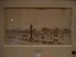 Tour Eiffel Et Bas De La Place De La Concorde, Vu Du Jardin Des Tuileries (orangerie) Tour Eiffel Et Bas De La Place De La Concorde, Vu Du Jardin Des Tuileries (orangerie)