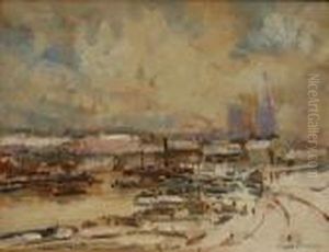 Rouen, Neige Sur Le Port Et La Ville by Albert Lebourg