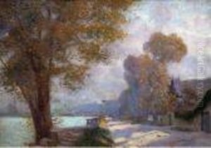 Village Au Bord De Seine. by Albert Lebourg