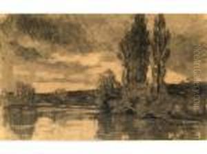 :bords De La Risle A Montfort Fusain :bords De La Risle A Montfort Fusain