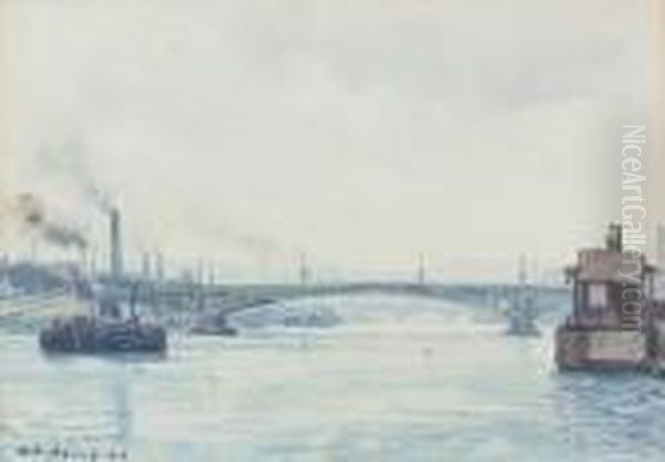 Seinepartie Mit Dem Pont Mirabeau In Paris. - view 1