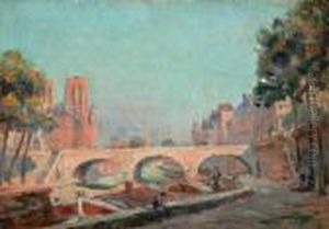 Les Quais Et Notre-dame De Paris by Albert Lebourg