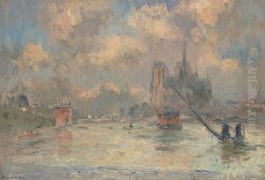 Notre-dame De Paris Et La Seine Pendant L'inondation De 1910 by Albert Lebourg