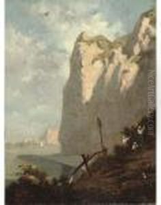 Picking Berries At The Berck Cliffs by Albert Lebourg