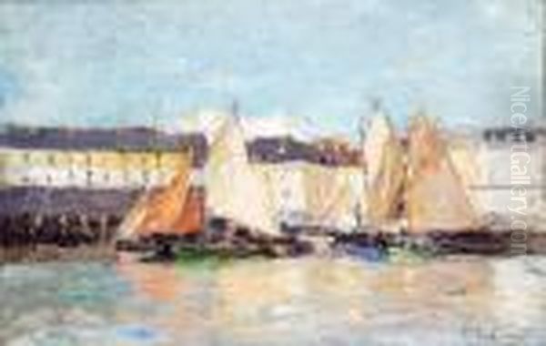 Voiliers Dans Le Port De Dieppe, Circa 1890 - view 1