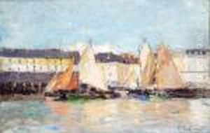 Voiliers Dans Le Port De Dieppe, Circa 1890 by Albert Lebourg