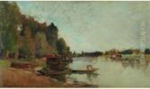 Bords De Riviere A La Jetee Et A La Peniche by Albert Lebourg