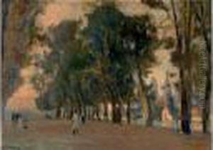 Allee Bordee D'arbres A Rouen by Albert Lebourg