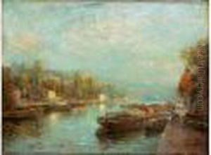 Peniches Sur La Seine by Albert Lebourg