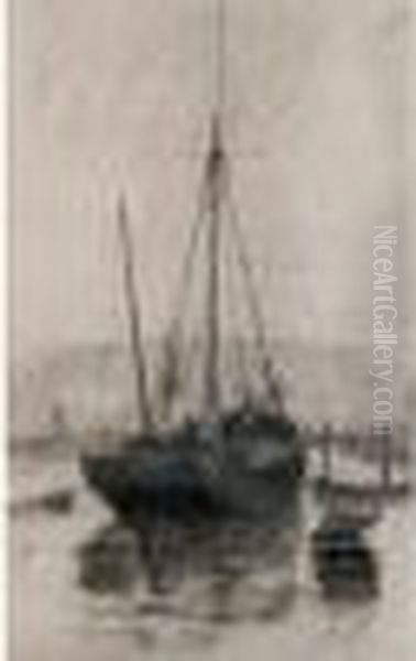 Recto : Voiliers Dans Le Port De
Rouen Diepedalle -verso : Vue De La Seine A Rouen, Circa 1885 - view 1