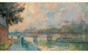Paris, La Passerelle De L'institut Et Le Louvre