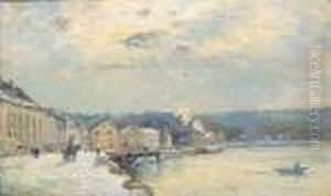 La Neige A Bougival, Soleil D'hiver by Albert Lebourg