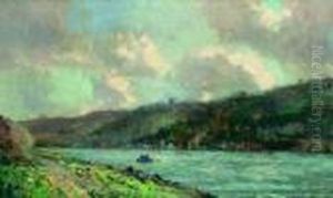 Embarcation Sur La Seine En Aval De St-germain-en-laye Vers 1897 by Albert Lebourg