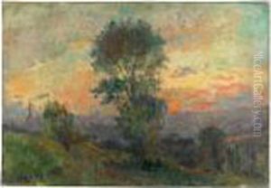 Soleil Couchant Aux Environs De Rouen