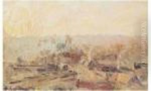 Soleil Couchant A Chaloux Moulineux. by Albert Lebourg