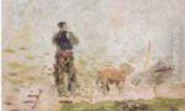 Pecheur Et Son Chien A Quai. - view 1